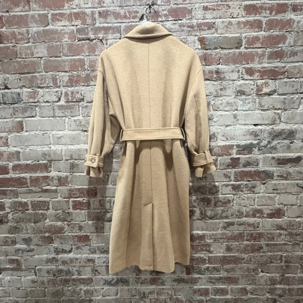LOFT The Modern Tie Waist Wool Blend‎ Trench Coat Size Small Petite
